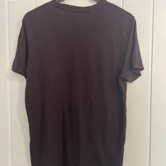 All Saints Striped T Shirt Maroon And Black Size Large - Picture 5 of 5